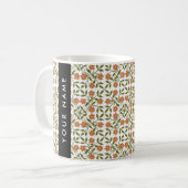 Orangefarbene Blume, Blumenmuster, Boho, Ihr Name Kaffeetasse (Vorderseite Links)