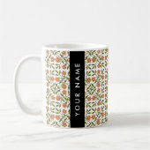 Orangefarbene Blume, Blumenmuster, Boho, Ihr Name Kaffeetasse (Links)