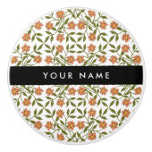 Orangefarbene Blume, Blumenmuster, Boho, Ihr Name Keramikknauf (Vorderseite)