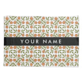 Orangefarbene Blume, Blumenmuster, Boho, Ihr Name Kissenbezug (Rückseite)