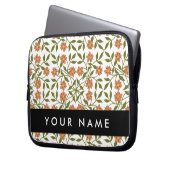 Orangefarbene Blume, Blumenmuster, Boho, Ihr Name Laptopschutzhülle (Vorderseite Links)