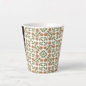 Orangefarbene Blume, Blumenmuster, Boho, Ihr Name Milchtasse (Vorderseite)
