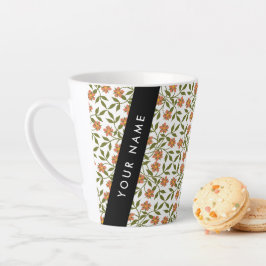 Orangefarbene Blume, Blumenmuster, Boho, Ihr Name Milchtasse