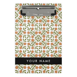 Orangefarbene Blume, Blumenmuster, Boho, Ihr Name Mini Klemmbrett