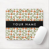 Orangefarbene Blume, Blumenmuster, Boho, Ihr Name Mousepad (Mit Mouse)
