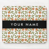 Orangefarbene Blume, Blumenmuster, Boho, Ihr Name Mousepad (Vorne)