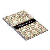 Orangefarbene Blume, Blumenmuster, Boho, Ihr Name Notizblock (Rechte Seite)