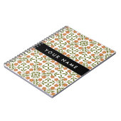 Orangefarbene Blume, Blumenmuster, Boho, Ihr Name Notizblock (Linke Seite)