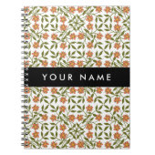 Orangefarbene Blume, Blumenmuster, Boho, Ihr Name Notizblock (Vorderseite)