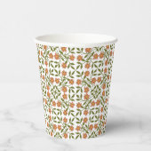 Orangefarbene Blume, Blumenmuster, Boho, Ihr Name Pappbecher (Rechts)