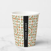 Orangefarbene Blume, Blumenmuster, Boho, Ihr Name Pappbecher (Vorderseite)