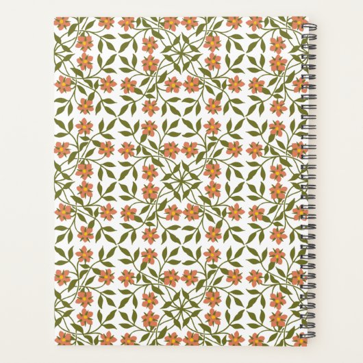 Orangefarbene Blume, Blumenmuster, Boho, Ihr Name Planer (Rückseite)