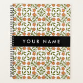 Orangefarbene Blume, Blumenmuster, Boho, Ihr Name Planer (Vorderseite)