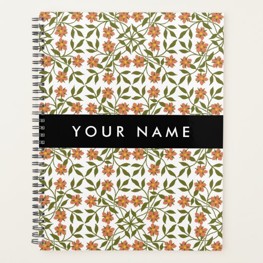 Orangefarbene Blume, Blumenmuster, Boho, Ihr Name Planer (Vorderseite)