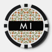 Orangefarbene Blume, Blumenmuster, Boho, Ihr Name Pokerchips (Vorderseite)