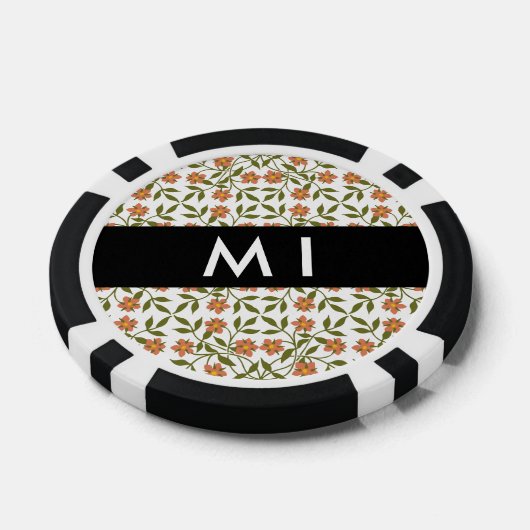 Orangefarbene Blume, Blumenmuster, Boho, Ihr Name Pokerchips (Einzeln)