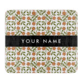 Orangefarbene Blume, Blumenmuster, Boho, Ihr Name Schneidebrett (Vorderseite)