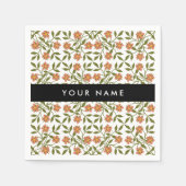 Orangefarbene Blume, Blumenmuster, Boho, Ihr Name Serviette (Vorderseite)