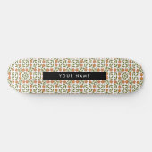 Orangefarbene Blume, Blumenmuster, Boho, Ihr Name Skateboard (Horizontal)