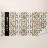 Orangefarbene Blume, Blumenmuster, Boho, Ihr Name Strandtuch (Vorderseite)