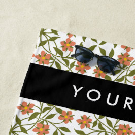 Orangefarbene Blume, Blumenmuster, Boho, Ihr Name Strandtuch