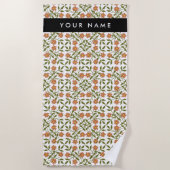 Orangefarbene Blume, Blumenmuster, Boho, Ihr Name Strandtuch (Vorderseite)