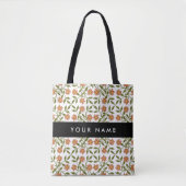 Orangefarbene Blume, Blumenmuster, Boho, Ihr Name Tasche (Vorderseite)