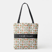 Orangefarbene Blume, Blumenmuster, Boho, Ihr Name Tasche (Rückseite)