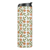 Orangefarbene Blume, Blumenmuster, Boho, Ihr Name Thermosbecher (Nach links gedreht)