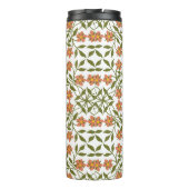 Orangefarbene Blume, Blumenmuster, Boho, Ihr Name Thermosbecher (Rückseite)