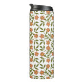 Orangefarbene Blume, Blumenmuster, Boho, Ihr Name Thermosbecher (Nach rechts gedreht)