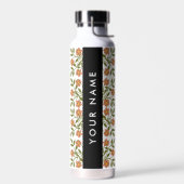 Orangefarbene Blume, Blumenmuster, Boho, Ihr Name Trinkflasche (Links)