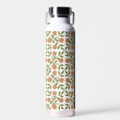 Orangefarbene Blume, Blumenmuster, Boho, Ihr Name Trinkflasche (Vorne)