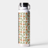 Orangefarbene Blume, Blumenmuster, Boho, Ihr Name Trinkflasche (Rückseite)
