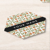 Orangefarbene Blume, Blumenmuster, Boho, Ihr Name Untersetzer (angewinkelt)