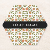 Orangefarbene Blume, Blumenmuster, Boho, Ihr Name Untersetzer (Vorderseite)