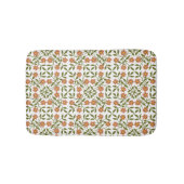 Orangefarbene Blume, Blumenmuster, Grünpflanzen, B Badematte (Vorderseite)