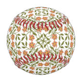 Orangefarbene Blume, Blumenmuster, Grünpflanzen, B Baseball (Rückseite)