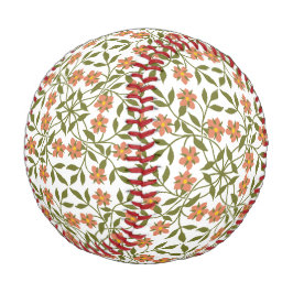 Orangefarbene Blume, Blumenmuster, Grünpflanzen, B Baseball