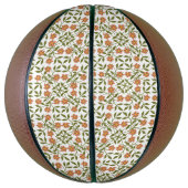 Orangefarbene Blume, Blumenmuster, Grünpflanzen, B Basketball (Vertikal)