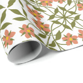 Orangefarbene Blume, Blumenmuster, Grünpflanzen, B Geschenkpapier (Rolleneckpunkt)