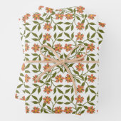 Orangefarbene Blume, Blumenmuster, Grünpflanzen, B Geschenkpapier Set (Beispiel)