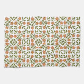 Orangefarbene Blume, Blumenmuster, Grünpflanzen, B Geschirrtuch (Horizontal)