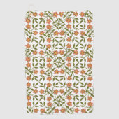 Orangefarbene Blume, Blumenmuster, Grünpflanzen, B Golfhandtuch (Vorderseite)