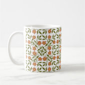 Orangefarbene Blume, Blumenmuster, Grünpflanzen, B Kaffeetasse (Links)