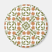 Orangefarbene Blume, Blumenmuster, Grünpflanzen, B Magnet (Vorne)
