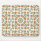 Orangefarbene Blume, Blumenmuster, Grünpflanzen, B Mousepad (Vorne)