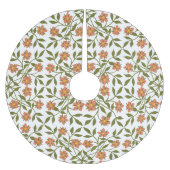 Orangefarbene Blume, Blumenmuster, Grünpflanzen, B Polyester Weihnachtsbaumdecke (Vorderseite)