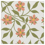 Orangefarbene Blume, Blumenmuster, Grünpflanzen, B Stoff (Nahaufnahme)