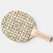 Orangefarbene Blume, Blumenmuster, Grünpflanzen, B Tischtennis Schläger (Seitenansicht)